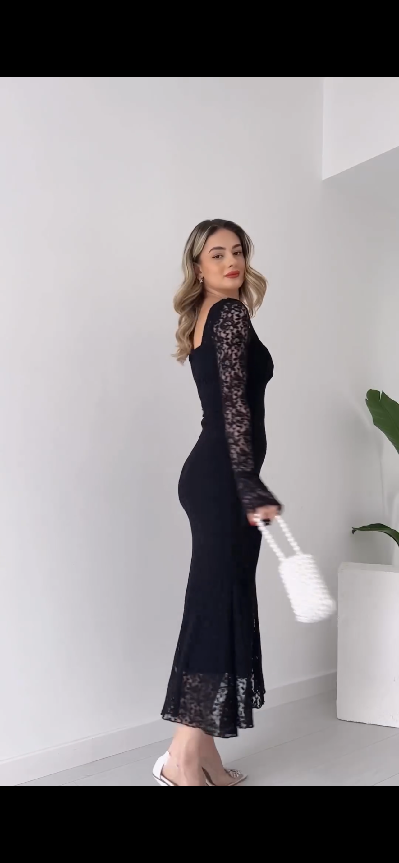 Vestito lungo pizzo Leslie