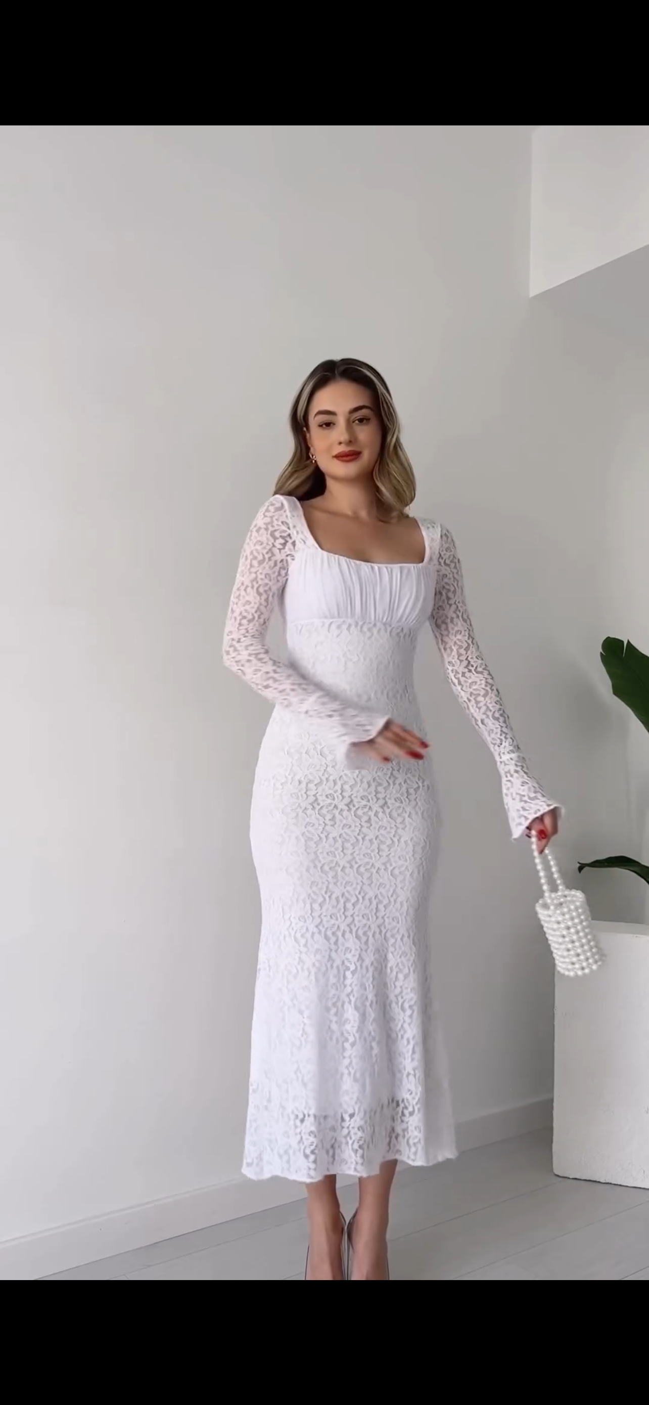 Vestito lungo pizzo Leslie