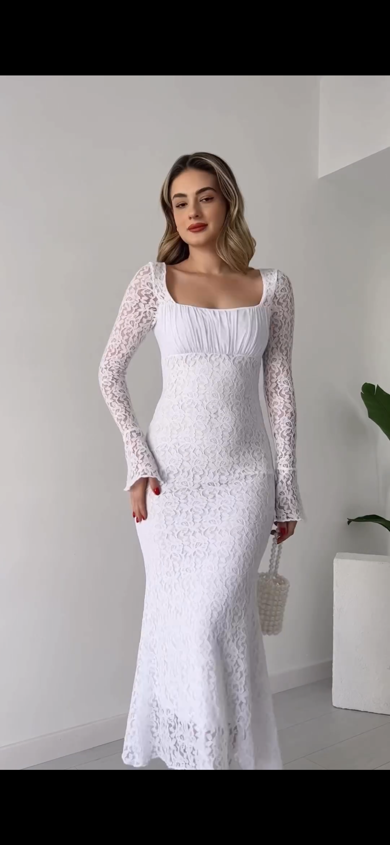 Vestito lungo pizzo Leslie