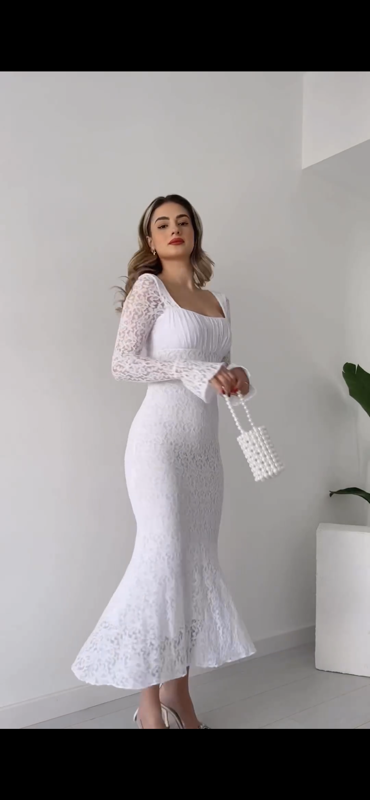 Vestito lungo pizzo Leslie