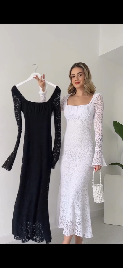 Vestito lungo pizzo Leslie